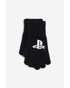 Handschuhe mit Motivprint Schwarz/PlayStation