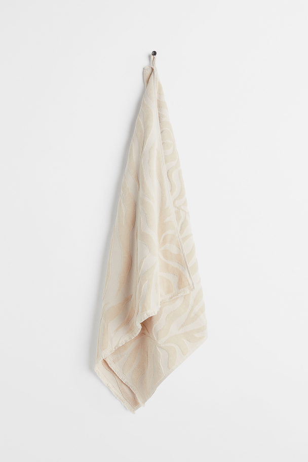 H&M HOME Jacquard-weave Bath Towel Light Beige/patterned