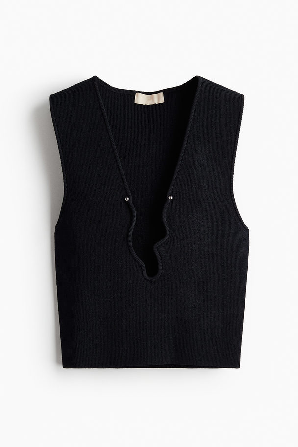 H&M Asymmetric-neck Vest Top Black