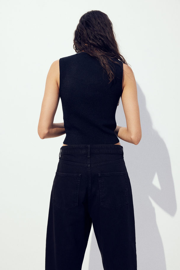 H&M Asymmetric-neck Vest Top Black