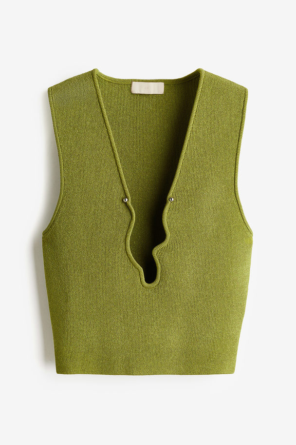 H&M Tanktop mit asymmetrischem Ausschnitt Olivgrün