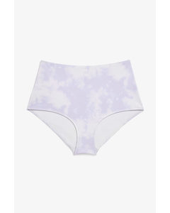 High-waisted Bikini Briefs With Lilac Tie-dye Print Purple Tie-dye Print