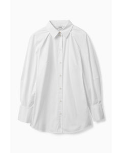 Volume-sleeve Structured Shirt White