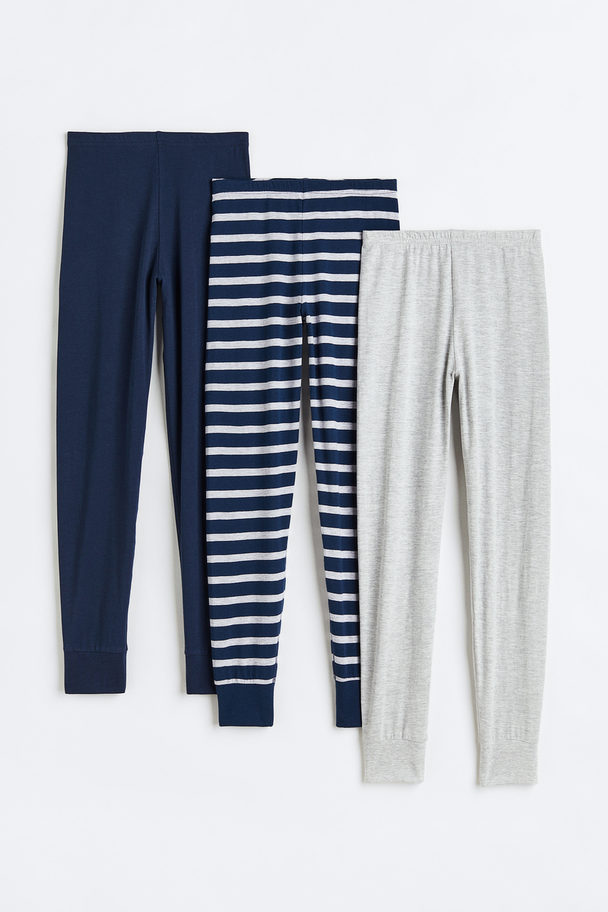H&M 3-pack Longjohns Dark Blue/grey Striped