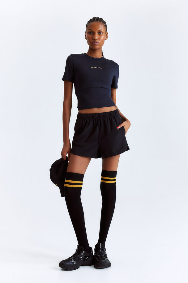 H&M Drymove™ Cropped Sports Top Black/germany