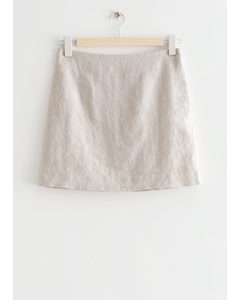 Linen Mini Skirt Beige