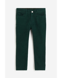 Corduroy Broek - Slim Fit Donkergroen