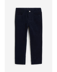 Slim Fit Corduroy Trousers Navy Blue