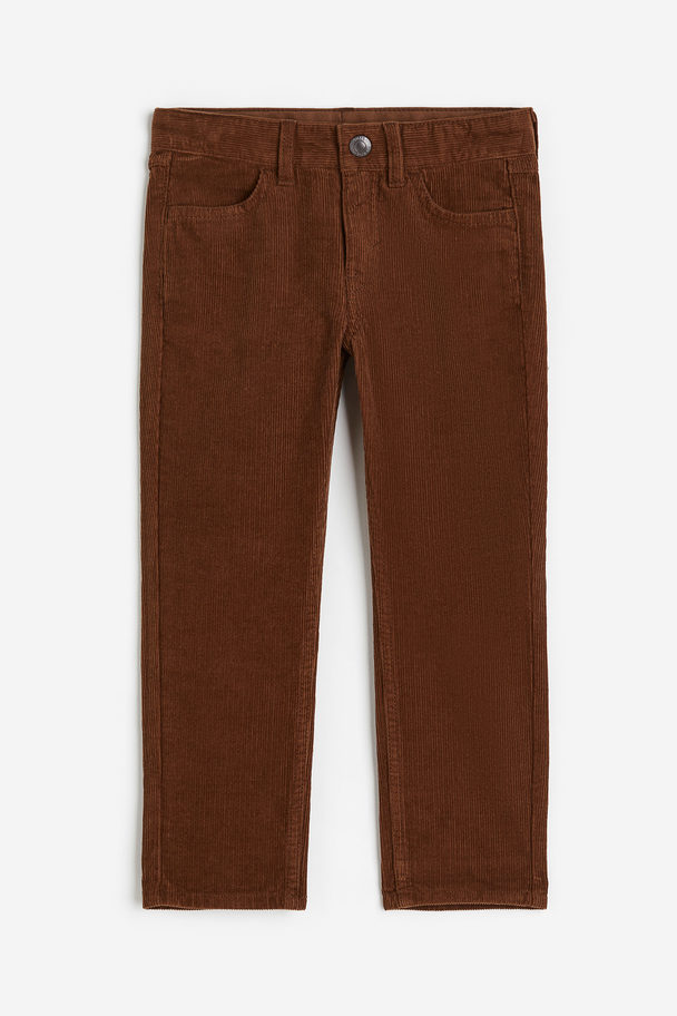H&M Slim Fit Corduroy Trousers Dark Brown