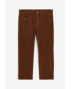 Corduroy Broek - Slim Fit Donkerbruin