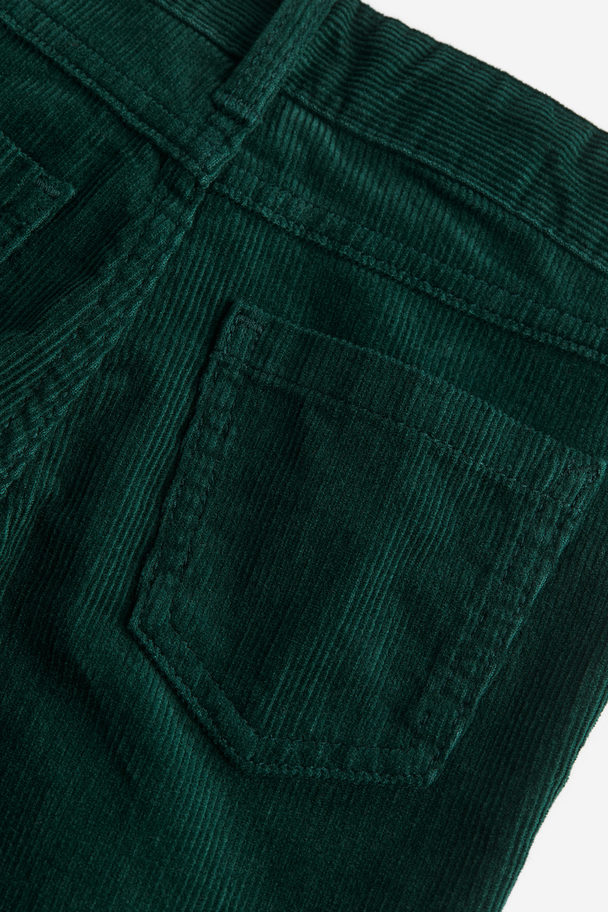 H&M Slim Fit Corduroy Trousers Dark Green