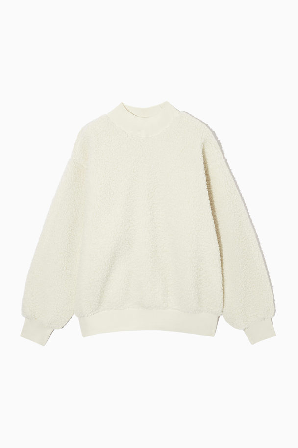 COS Oversized Mock-neck Teddy Sweatshirt Off-white