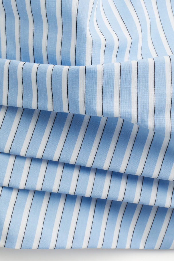 H&M Pleat-detail Bandeau Top Light Blue/striped