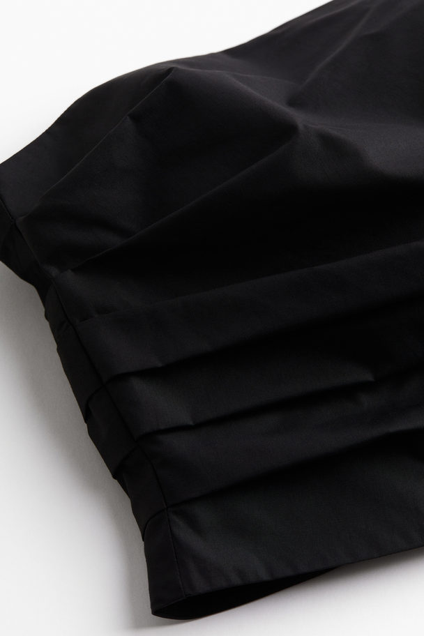 H&M Pleat-detail Bandeau Top Black