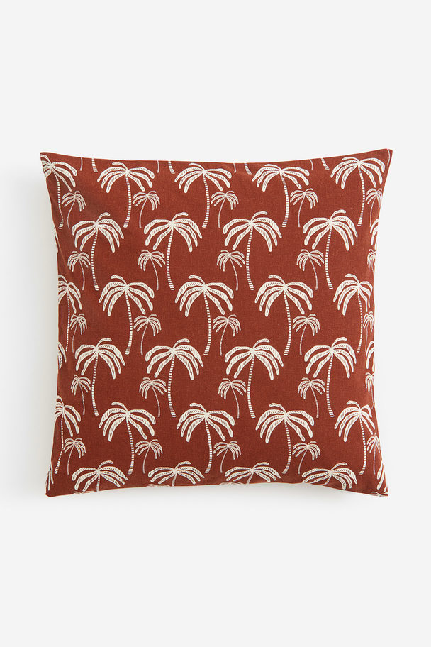 H&M HOME Patterned Cushion Cover Rust Brown/palm Trees