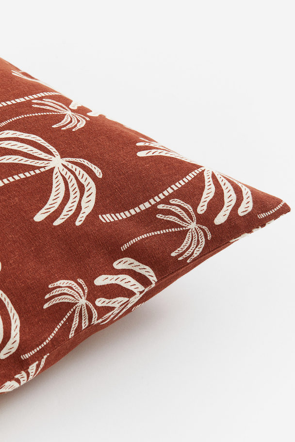 H&M HOME Patterned Cushion Cover Rust Brown/palm Trees