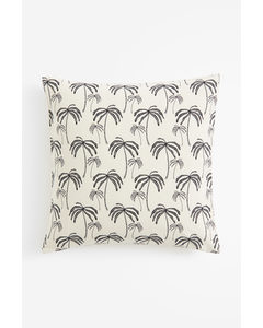 Patterned Cushion Cover Light Beige/palm Trees