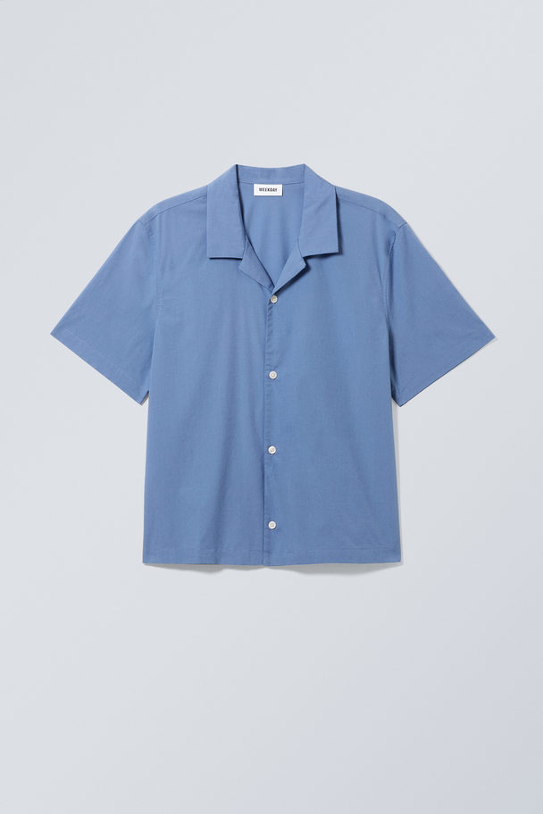 Weekday Charlie Short Sleeve Shirt Medium Blue