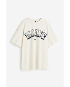 Oversized T-shirt Med Tryk Creme/maine