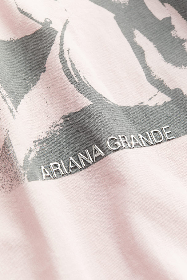 H&M Kastiges T-Shirt mit Print Hellrosa/Ariana Grande