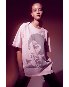 Kastiges T-Shirt mit Print Hellrosa/Ariana Grande