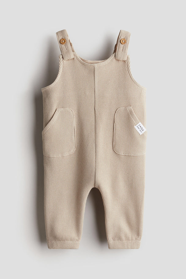 H&M Waffled Cotton Dungarees Light Beige