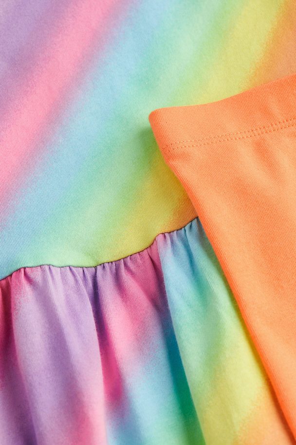 H&M 2-teiliges Set mit Kleid und Leggings Orange/Regenbogenstreifen