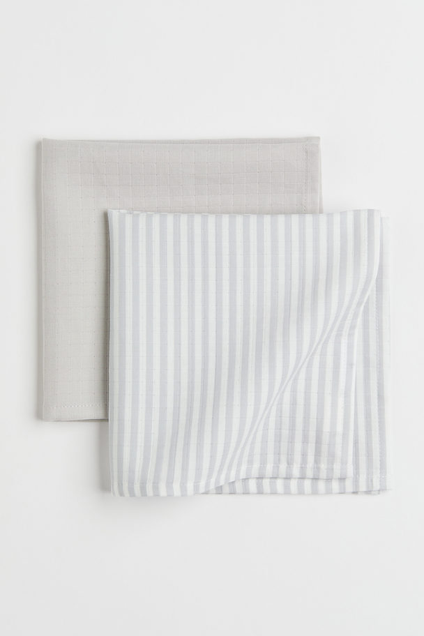 H&M HOME 2-pack Small Muslin Cloths Natural White/striped