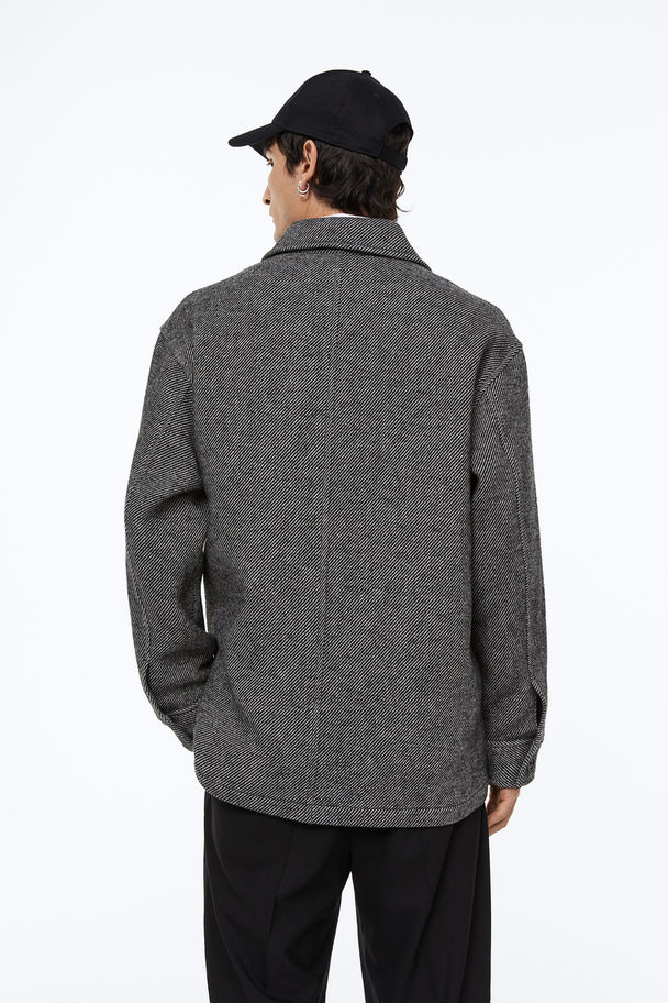 H&M Wool-blend Shacket Black/narrow-striped