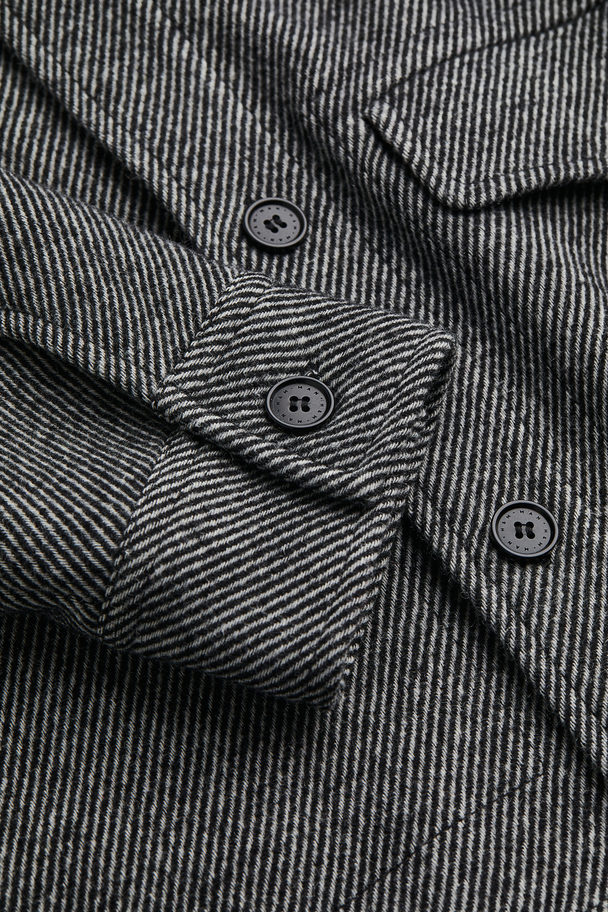 H&M Wool-blend Shacket Black/narrow-striped