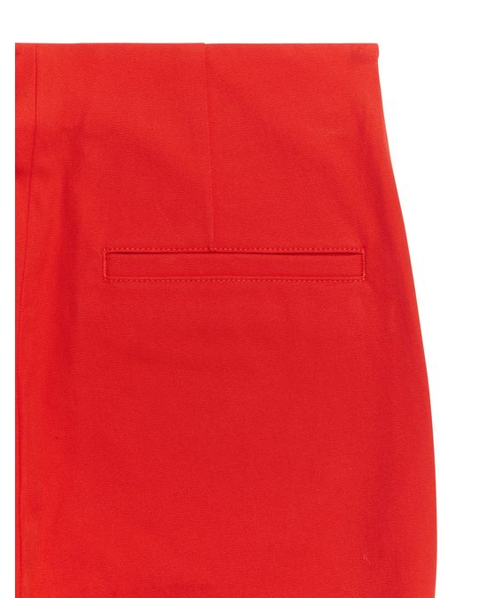 Arket Cropped Cotton Stretch Trousers Tomato Red