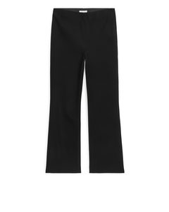 Cropped Cotton Stretch Trousers Black