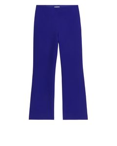 Cropped Cotton Stretch Trousers Bright Blue