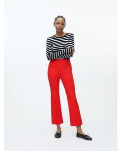Cropped Cotton Stretch Trousers Tomato Red