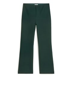 Cropped Cotton Stretch Trousers Dark Green