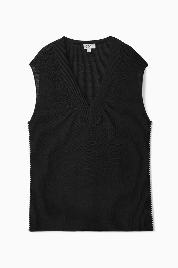 COS Relaxed-fit Crochet-knit Vest Black