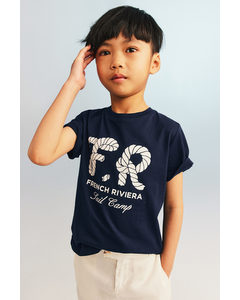 Printed T-shirt Navy Blue/french Riviera