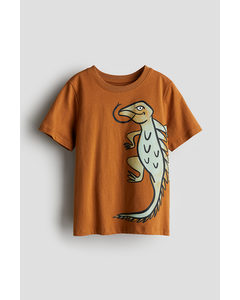 Printed T-shirt Brown/lizard