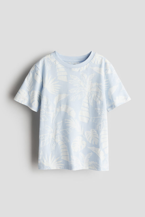 H&M T-shirt Med Trykk Lys Blå/mønstret