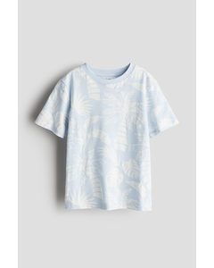T-shirt Med Trykk Lys Blå/mønstret