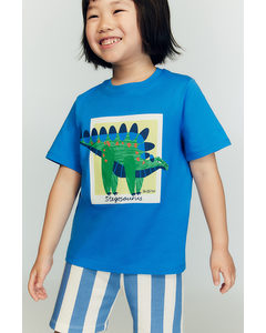 T-Shirt mit Print Knallblau/Dinosaurier