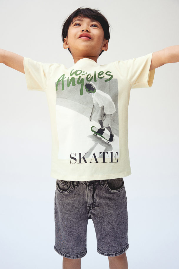 H&M T-shirt Med Trykk Lys Gul/los Angeles