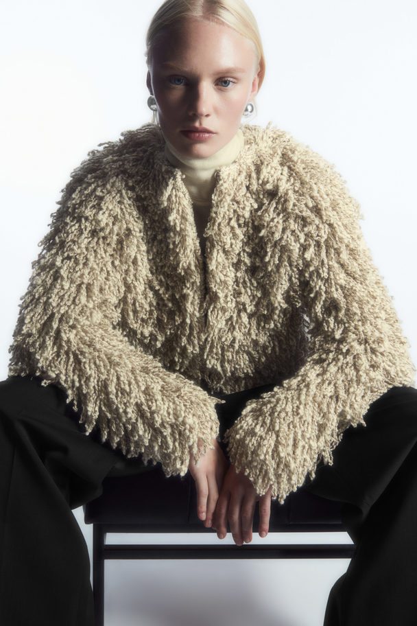 COS Loop-knit Wool Jacket Beige / Off-white