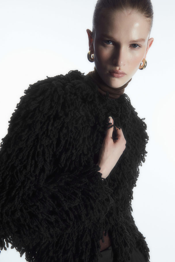 COS Loop-knit Wool Jacket Black