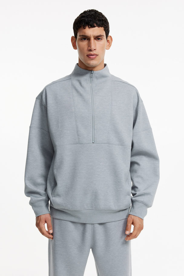 H&M Sweatshirt I Drymove™ Med Dragkedja Gråmelerad