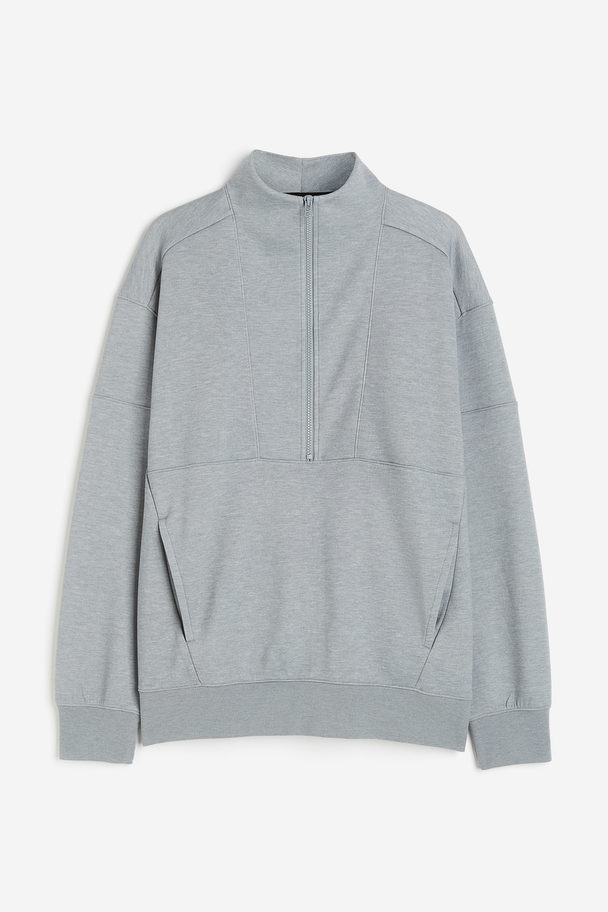 H&M DryMove™ Sweatshirt mit kurzem Zipper Graumeliert