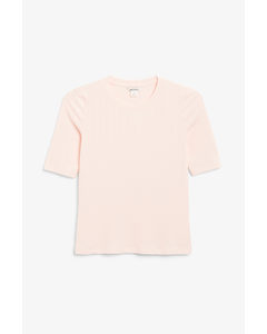 Fitted Ribbed Tee Pink