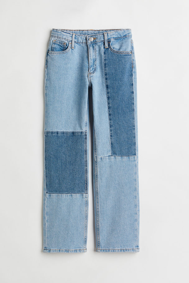 H&M Straight Fit Low Jeans Hellblau/Blau