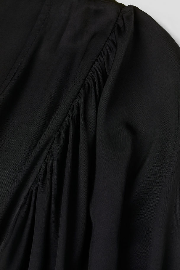 H&M Satin Wrap Dress Black