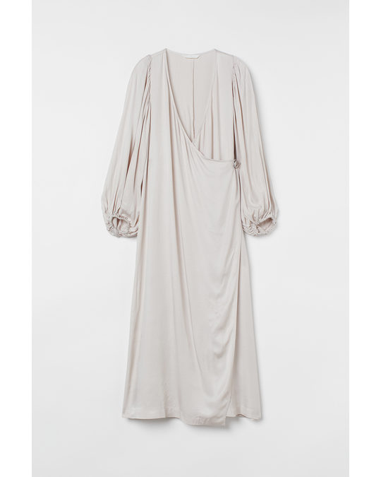 H&M Satin Wrap Dress Light Beige